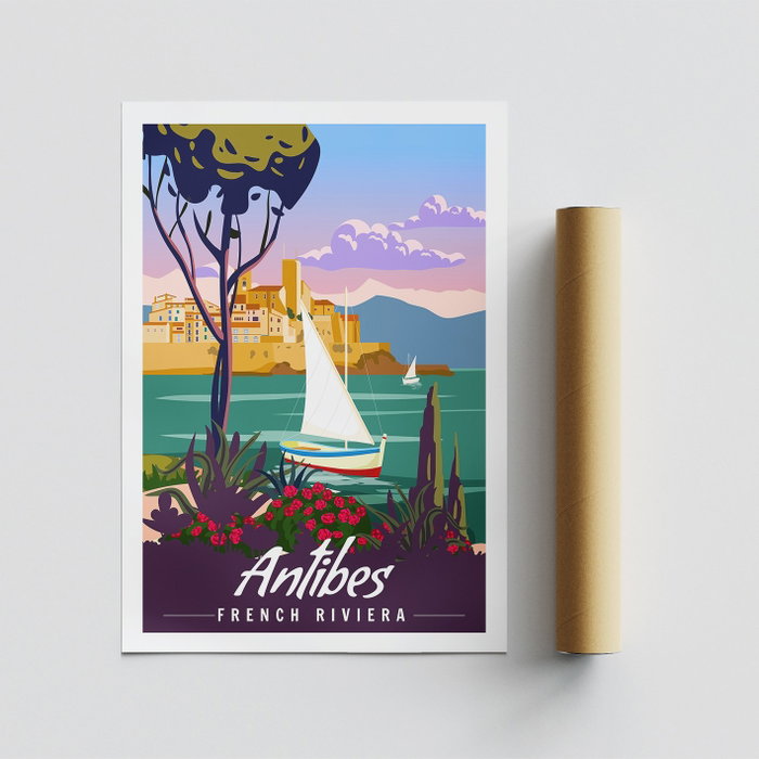 Wallity Póster Antibes 2022 A4 (21 x 29.7 cm) Acabado Satinado Mate
